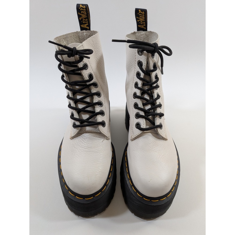 Dr. Martens 1460 Pascal Max Platform Boots Parchment Beige Pisa Leather US L 7